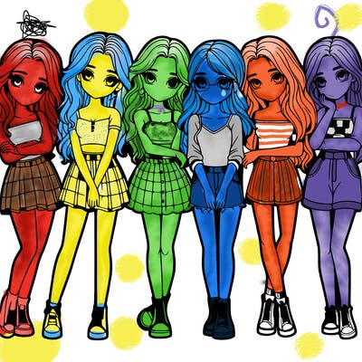 a group of girls realistic