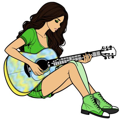realistic woman play guitar