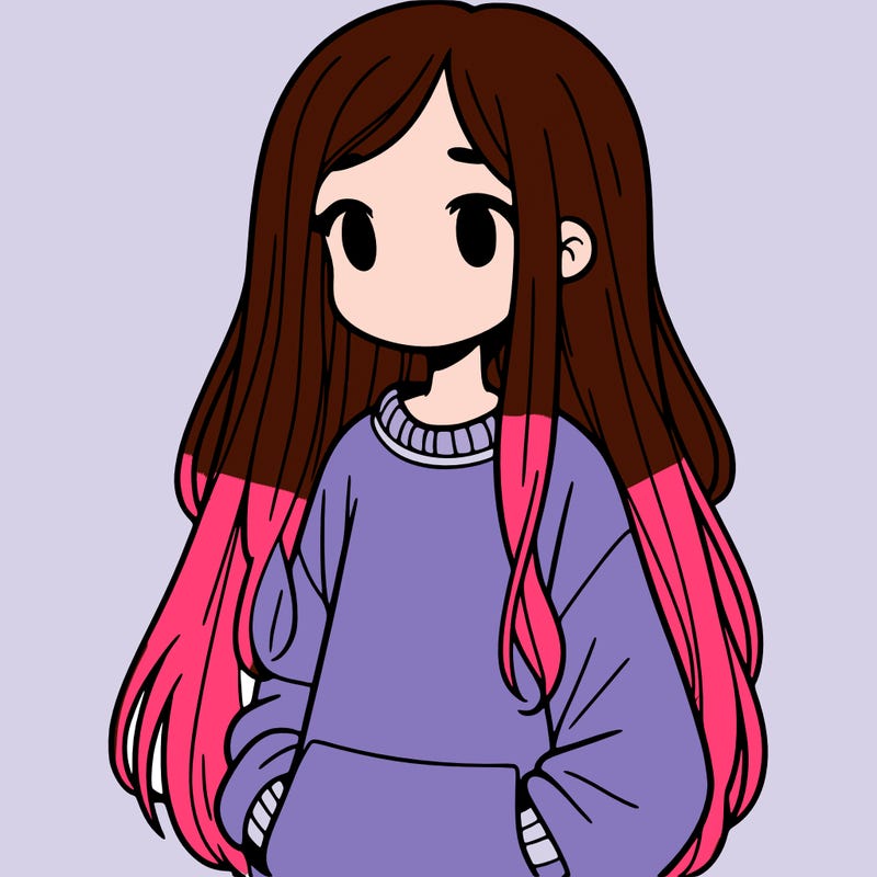 a girl in a sweatshirt with long hair