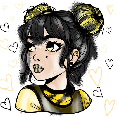 realistic girl with spacebuns