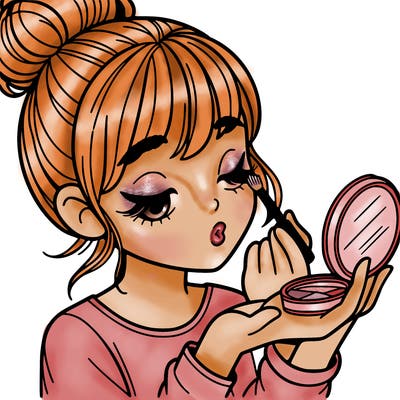 a girl putting makeup