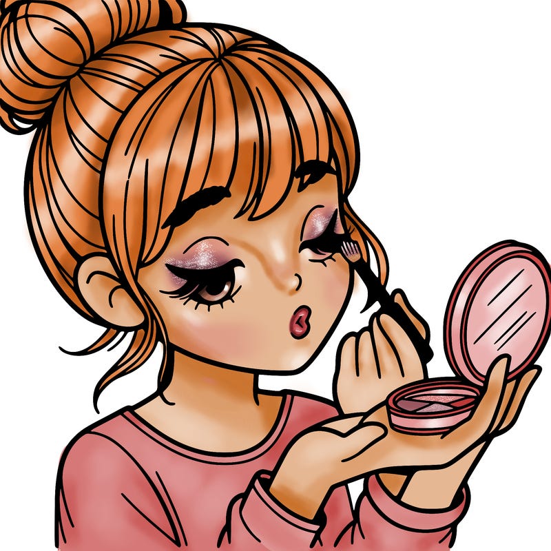 a girl putting makeup