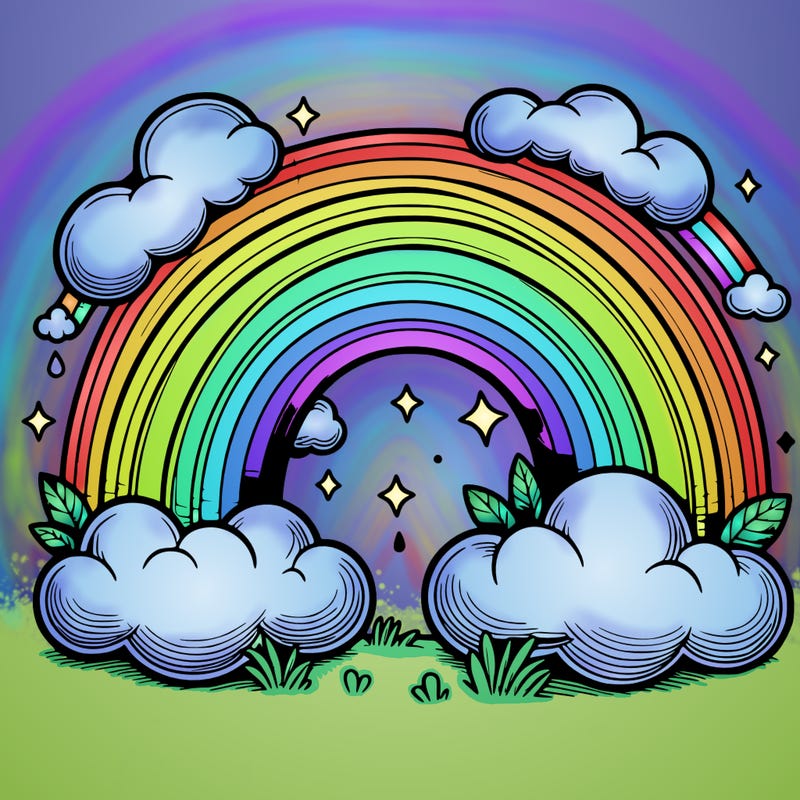 realistic rainbow and clouds