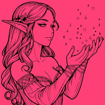 realistic elf girl doing magic