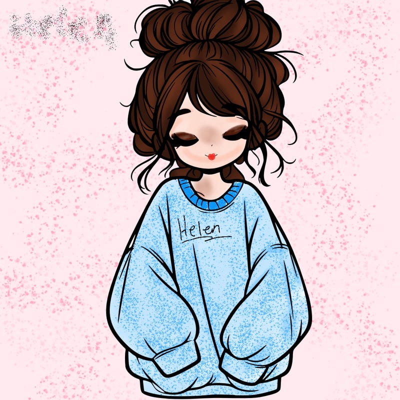 girl with baggy sweatshirt and messy bun