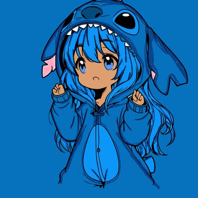 anime girl in a stitch onsie