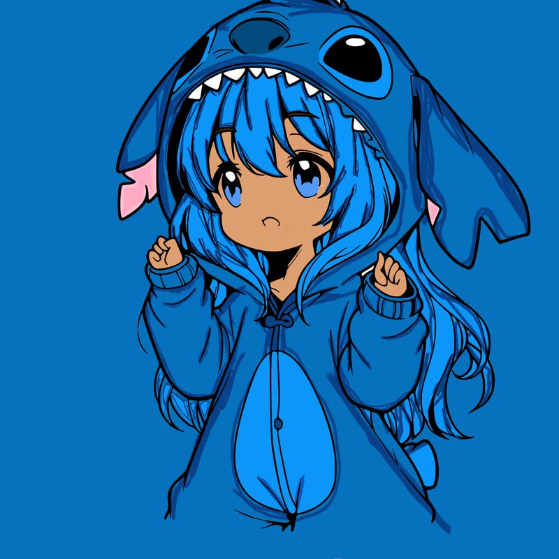 anime girl in a stitch onsie