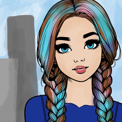 realistic girl with braids