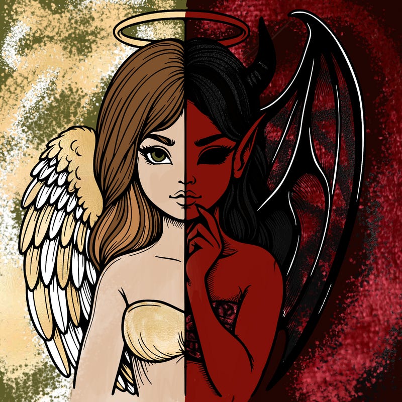 realistic angel half demon