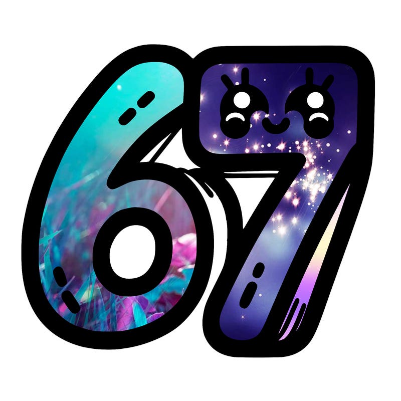 the numbers 67