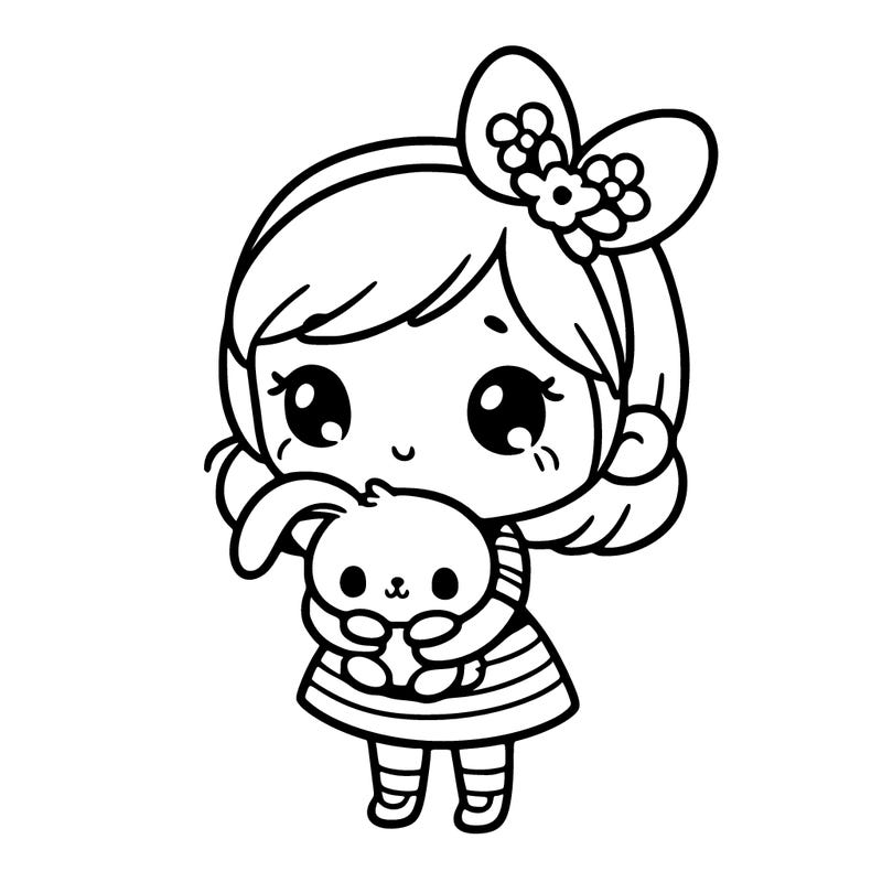 girl holding bunny