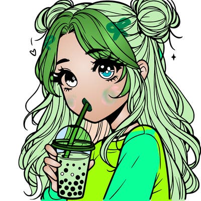 pretty realistic girl drinking boba