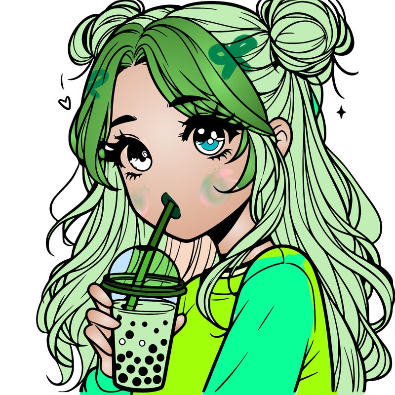 pretty realistic girl drinking boba