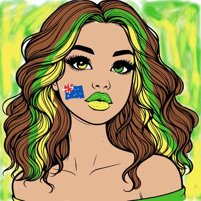 realistic girl with wavy hair and lips