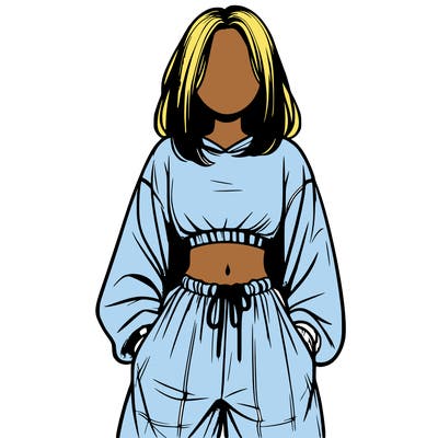 realistic girl faceless with baggy pants and a crop top