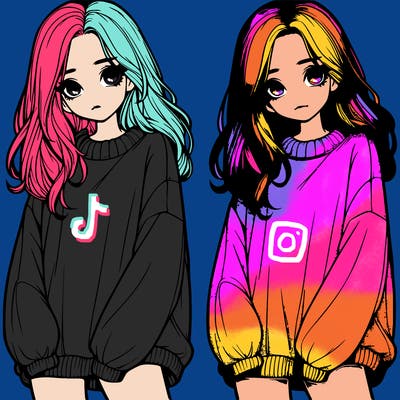 realistic girl with baggy sweater