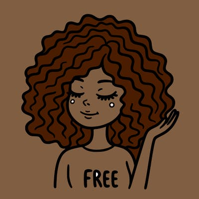 free woman with curly hair