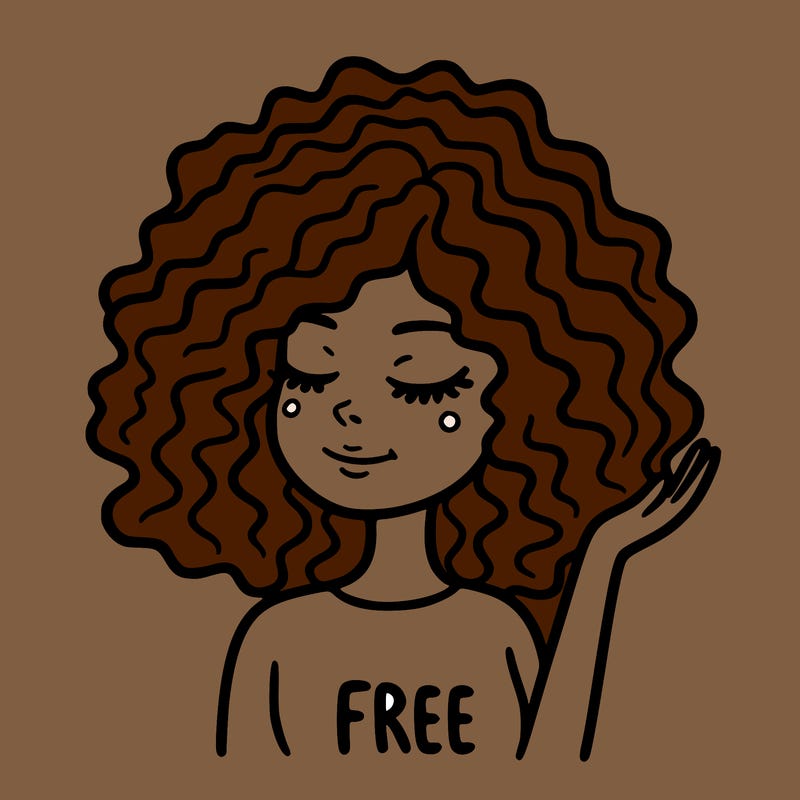 free woman with curly hair
