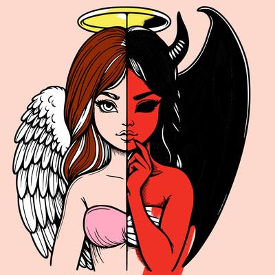 realistic angel half demon