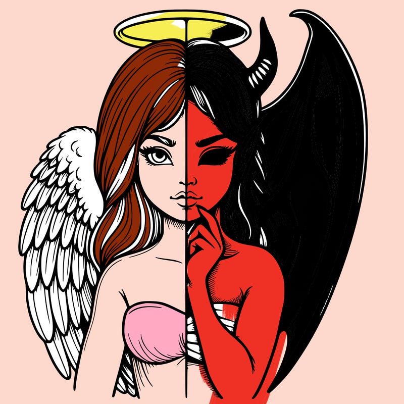 realistic angel half demon