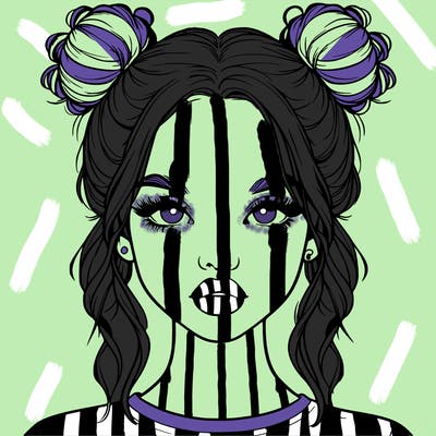 realistic girl with two buns in hair and lips