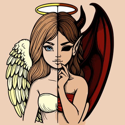 realistic angel half demon