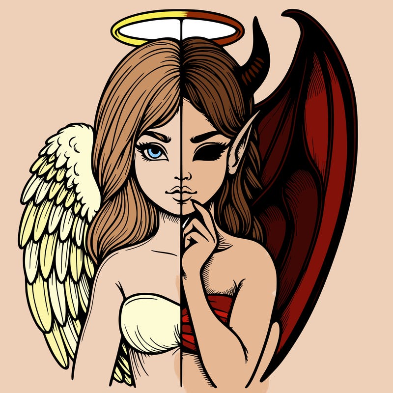 realistic angel half demon