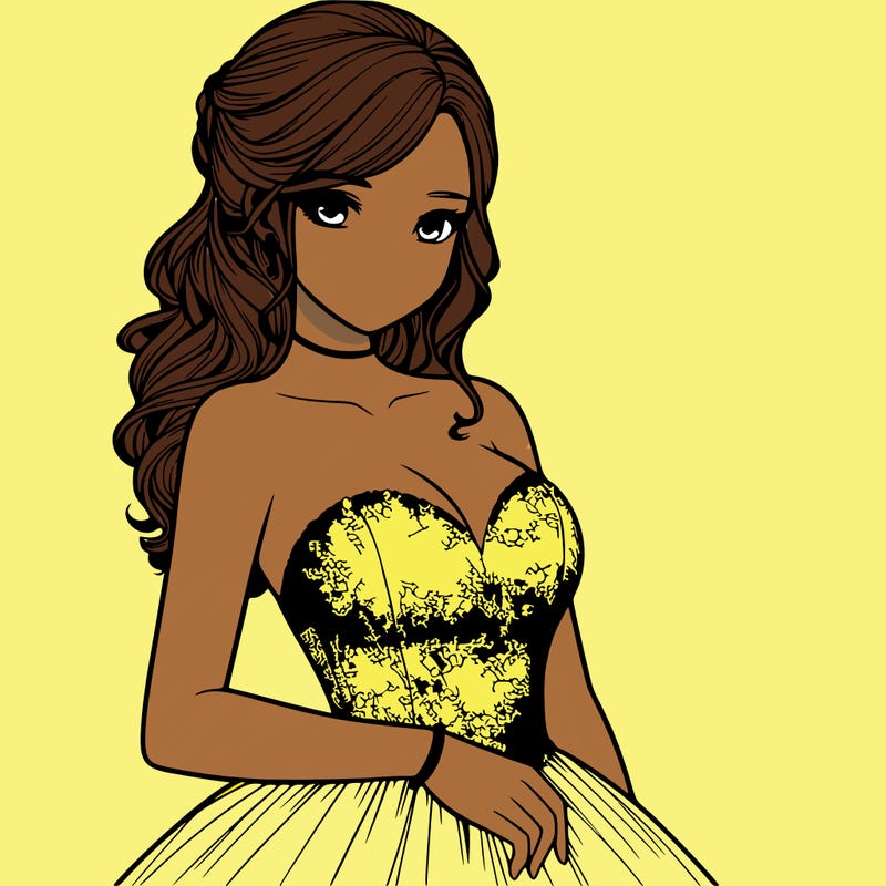 realistic girl in prom dress