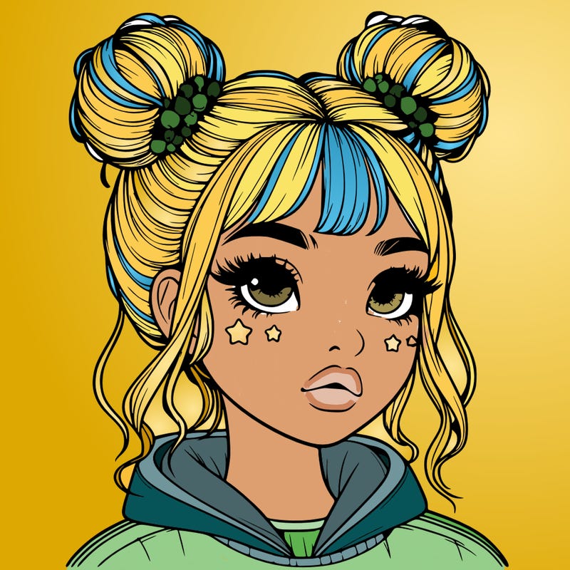 realistic girl with space buns