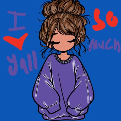 girl with baggy sweatshirt and messy bun