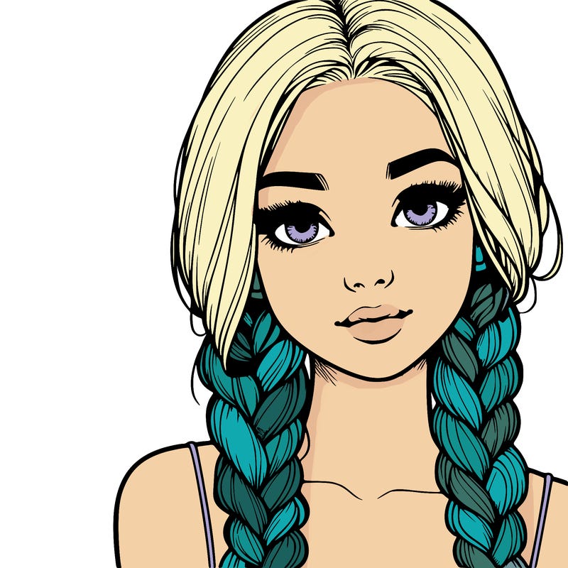 realistic girl with braids