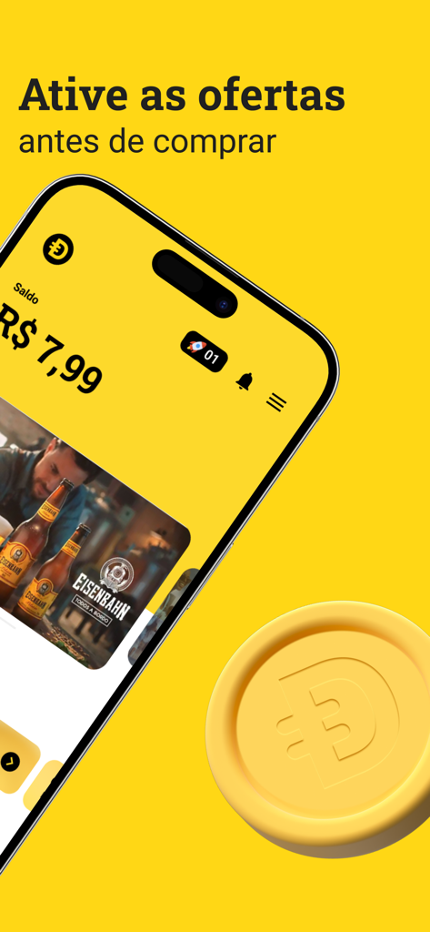 Dinerama - Dinerama mobile app interface showing user balance and instructions to activate shopping offers