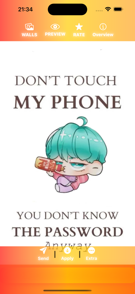 Kpop Wallpaper HD - Fanart - Kpop fanart mobile wallpaper featuring a chibi character and a warning message
