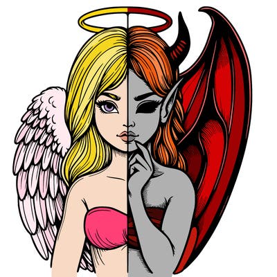 realistic angel half demon