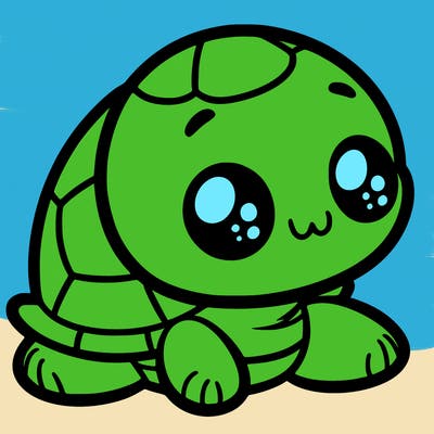 cute little animated turtle