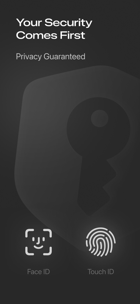 Smart Lock for ttlock - Biometric security screen featuring Face ID and Touch ID options for the Smart Lock app