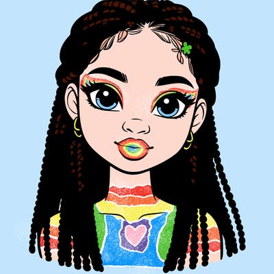 a realistic black girl with braids