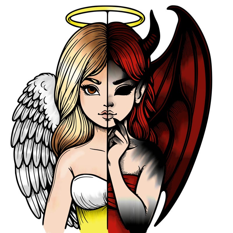 realistic angel half demon