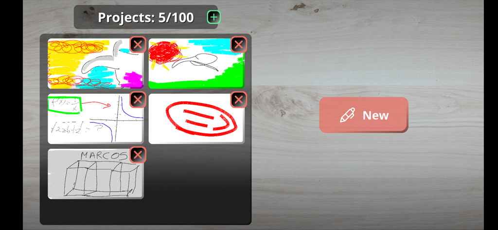 Gallery view of saved drawings and sketches in the White Board App