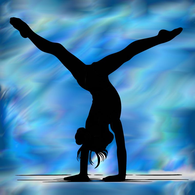 realistic gymnastic hand stand girl in four splits