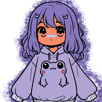 girl wearing frogging sweatshirt