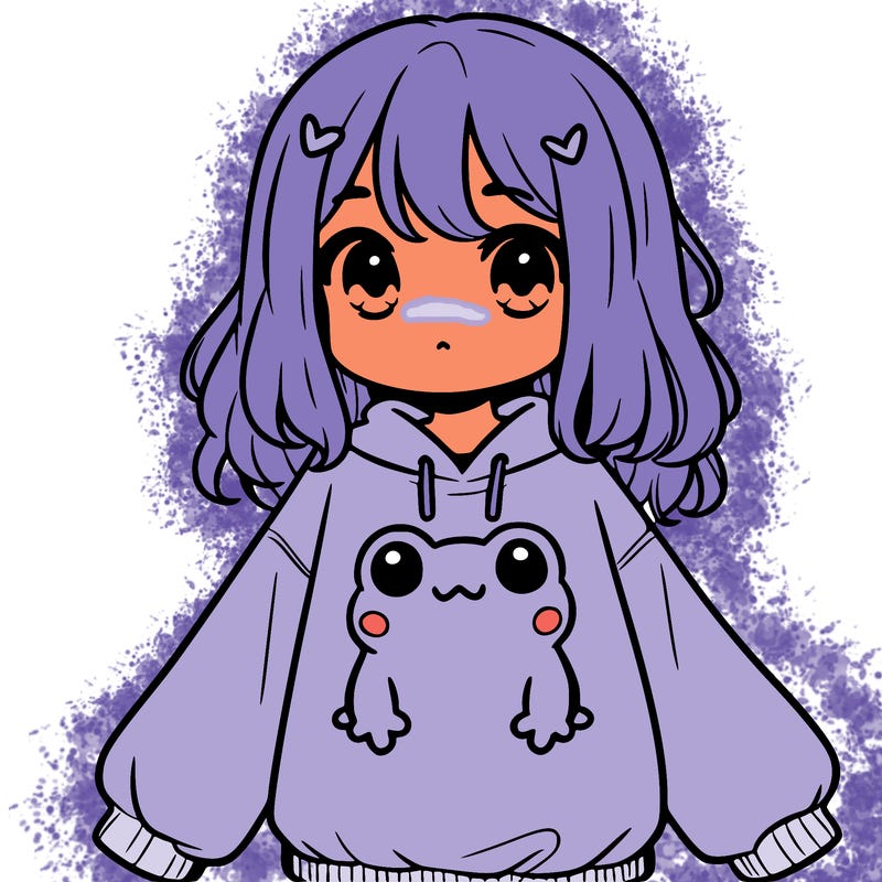 girl wearing frogging sweatshirt