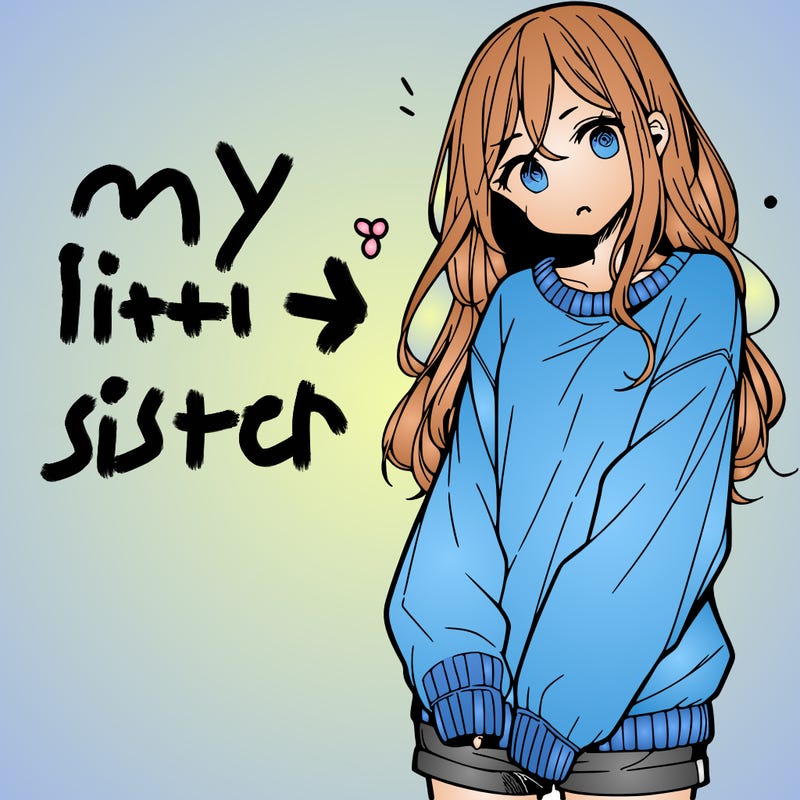 manga teen girl  in a sweater and baggy pants
