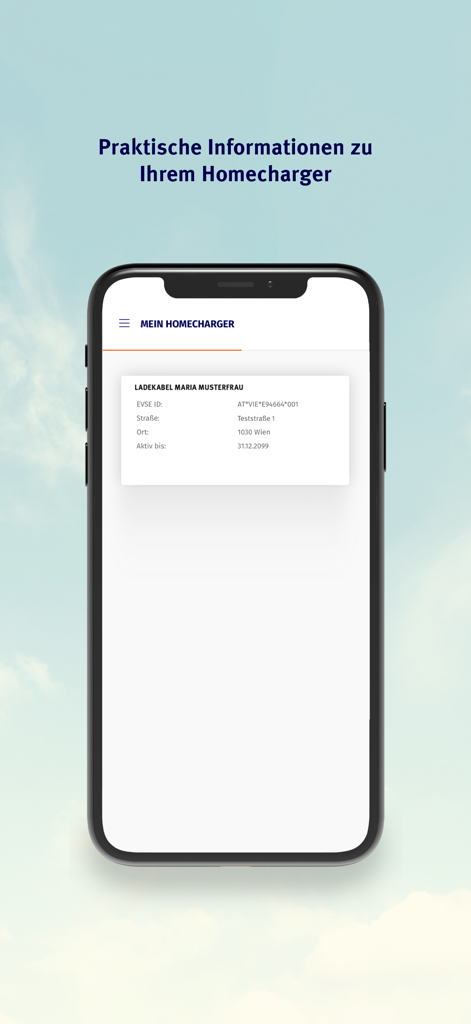 Wien Energie Tanke Business - Wien Energie Tanke Business app interface displaying details for a home charging station