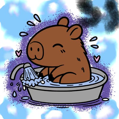 capybara taking a bath