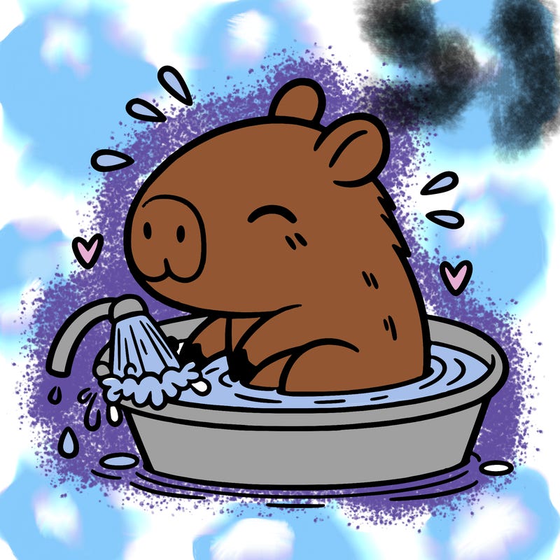 capybara taking a bath