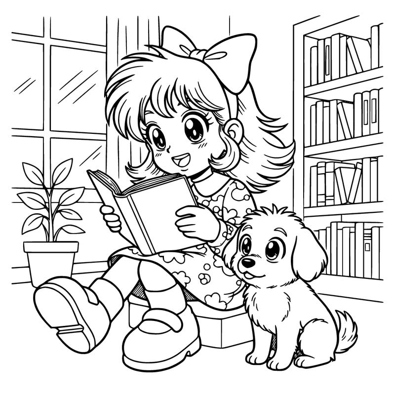 a cute girl reading a book