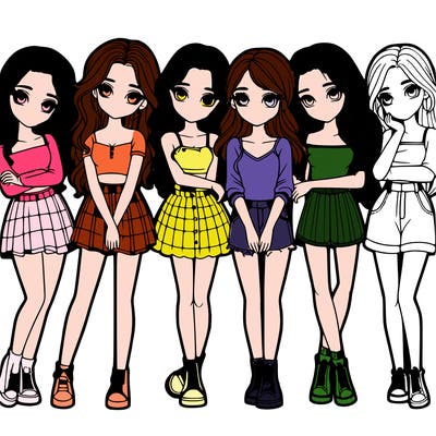 a group of girls realistic