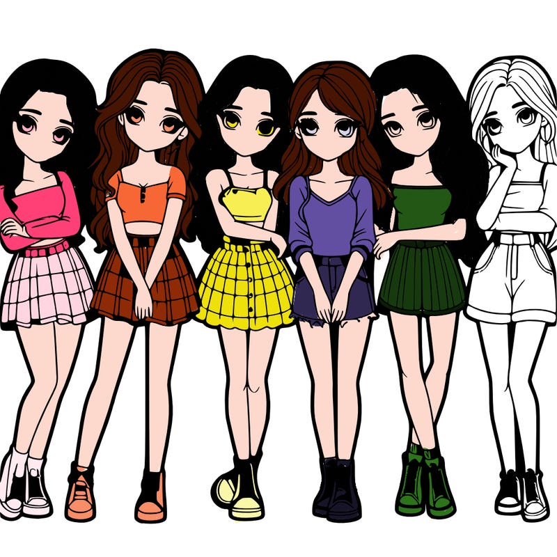 a group of girls realistic