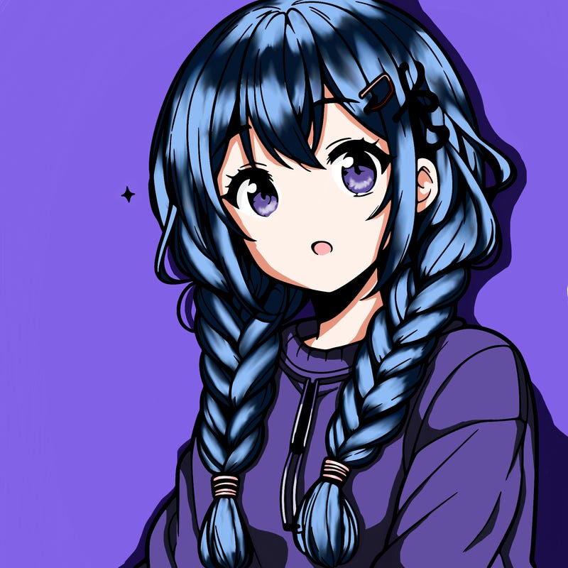 anime woman with braids